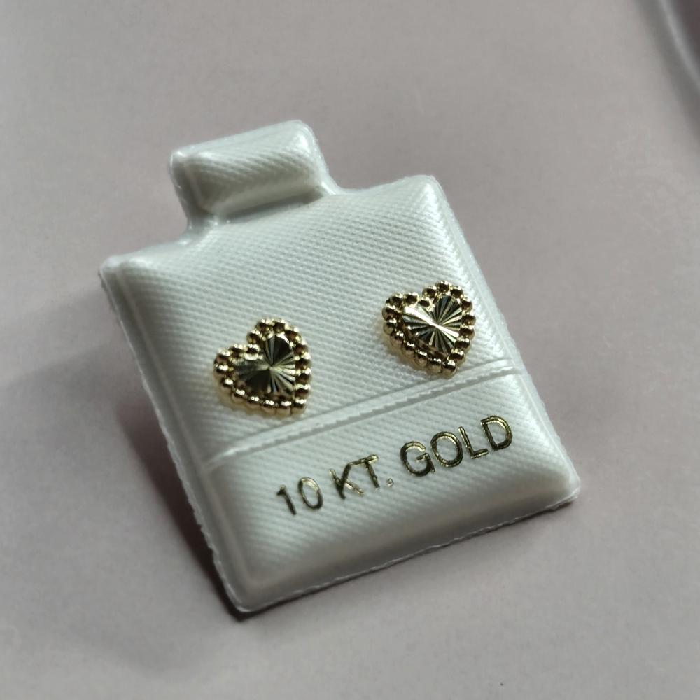 Gold Heart Stud Earrings